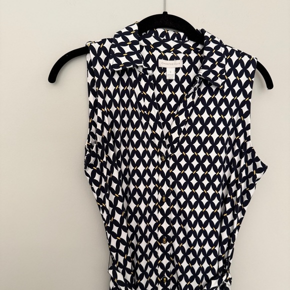 Charter Club Navy White Patterned Shirtdress SMALL - Picture 3 of 11